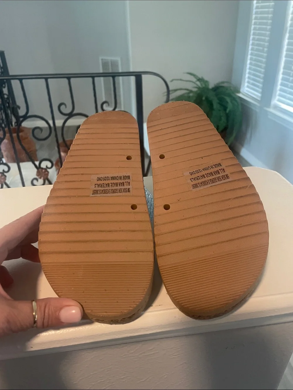 Sugar Light Blue Jelly Double-Buckle Slide Sandals with Brown Footbed